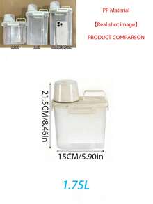1pc/1.75L/2.5L/3L Laundry Detergent Storage Box, Household Plastic Soap Bucket, Canned Laundry Detergent Container, Special Storage Box, Large Capacity, Bottle Body And Lid Both Have Scales, With Handle, Buckle Design For Sealed Leak-Proof, Thickened PP Material, Laundry Tub, Laundry Liquid Bucket, Laundry Powder Bucket - White - View 10