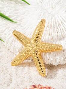 1pc Fashionable Delicate Minimalist Gold Starfish Brooch, Versatile For Women To Wear Anywhere, Suitable As Gift For Lover - D - View 5