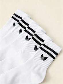 1/5 Pairs Unisex White Striped Mid-Calf Socks, Casual Comfortable Versatile Socks Suitable For Daily Wear, Back To School Season, All Seasons - White - View 4