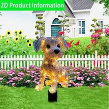 1 pièce Décoration de jardin plate illuminée en 2D en forme de chien, décoration de jardin, pelouse et potager pour l'extérieur, convient pour le jardin, la pelouse, les plantes en pot, les fêtes, cadeau pour les amis - A - Voir 5