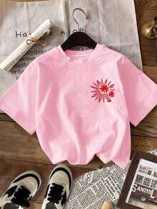 LUNE Women's T-Shirt, Casual Street Style Graphic Short Sleeve Tee, Cute Summer Top, Sunset Graphic Tee, Men's Graphic Tee, Summer T-Shirt, Sun Hoodie, Summer Sweatshirt, Summer Outfits For Women, Sweatshirts For Summer - 羅莎 - 查看 2