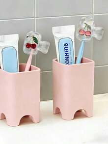 2 Pack Pink & Green Cherry Toothbrush Holder With Clear Lid, Portable Ventilated Drainage Toothbrush Cover Case, Cute Bathroom Storage For Home Dorm Travel - A - View 6