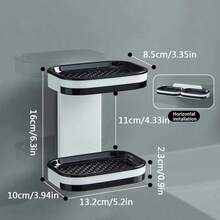 1pc Bathroom Wall Mounted Soap Dish, Double Layer No-Drill Wall Mounted Soap Holder, Self-Draining Soap Rack, Suitable For Soap, Silicone Soap Holder With Drainage Holes, Soap Dish, Soap Rack, Soap Bottle, Cup, Sink Or Countertop Storage Rack, Kitchen Countertop Home Bathroom Decor, Autumn Decor, Back To School Decor - View 10