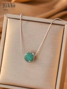 Hihho 1 buah Kalung Liontin Keberuntungan Minimalis Mewah Bertatahkan Zirkonia Warna-warni, Menampilkan Desain Manik-manik dengan Inlay Batu Permata Padat, Dipadukan dengan Rantai Ular Sederhana, Serbaguna untuk Festival dan Pesta - bola 3D - View 13