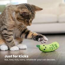 Catstages Crunchyu202fPickleu202fKickeru202fCatu202fToy U2013 Plush Crinkle Toy With Catnip And Dental Mesh, 6.5" - ColorB - 查看 7