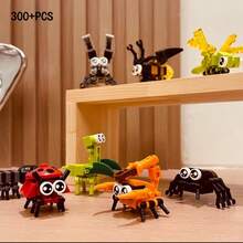 10 Pcs Insect Building Blocks Model, 300+ PCS, Insect Figurine Gift, Bee, Mantis, Dragonfly, Spider, Etc., Multi-Style Building Block Decor, ABS Material, Gift For Boys And Girls - Multicolor - View 3