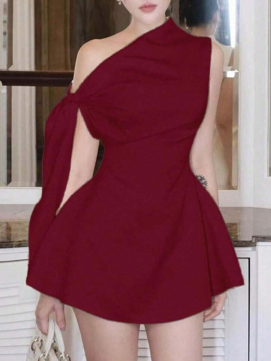 Elegant, Minimalist, Sleeveless, Solid-Color Summer Dress For Women With Tie Shoulders In Light Colors - 卡其色 - 查看 1