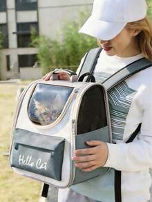Mochila para gato de moda y transpirable, de tela Oxford multifuncional y plegable con gran capacidad para transportar mascotas al aire libre, mochila para gato, mochila para perro, mochila para perro con protección solar, diseño ergonómico 3D, adecuada para viajes, senderismo, compras y uso médico - Gris Claro - Ver 11
