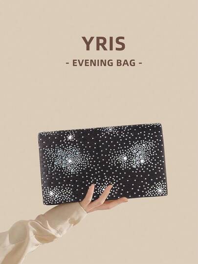 1pc Evening Clutch Bag, High-End Satin Fabric With Sparkling Rhinestones, Envelope-Style Handbag With Flap Design, Suitable For Holidays, Vacations, Summer, Beach, Business Commute And Other Occasions, Multifunctional Crossbody Bag, Casual Minimalist, Beach, Party, Vacation Essential Item