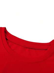 Manfinity Homme Hombres Camiseta con estampado de letra - Rojo - Ver 4