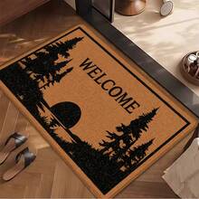 1pc Forest Pattern Printed Linen Kitchen Rug, Bathroom Mat, Doormat, 3D Printed Rectangle Carpet For Living Room, Bedroom, Hallway, Bathroom, Laundry Room - Polyester Rug For Indoor And Outdoor Home Decor - Multicolor - View 11
