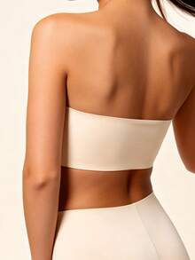 Lilivine Women's Seamless Backless Spaghetti Strap Bra, Wireless & Unpadded, Comfortable Elastic Breathable Camisole Bra, Perfect For Wearing With Strapless Dresses - Apricot - View 2