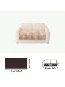 1 pieza Funda de sofá de piel de conejo sintética, protector de sofá suave y grueso, resistente a las mascotas y antideslizante para dormitorio, oficina, sala de estar, decoración del hogar - Caqui - Ver 13