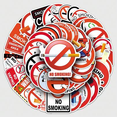 50pcs No Smoking Stickers Retro Ins 2D Fantasy Sun Ins Y2K Downtown Aesthetic Stickers Gifts Humorous And Funny Stickers 80S 90s Anime Stickers For Scrapbook Supplies Envelope, Water Bottle, Computer, Laptop, Phone, Luggage, Notebook, Fridge,Festival Party,Christmas Decoration New Year Winter