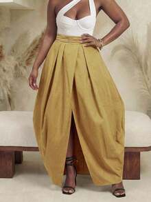 Falda oversize de nuevo diseño, con estilo casual de moda y animado, apropiada para viajes, uso diario, vuelta al colegio, fiestas y reuniones. Ideal para primavera, Día de San Valentín y Año Nuevo. - Amarillo - Ver 6