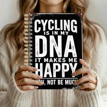 Caderno espiral A5 com a frase "Andar de bicicleta está no meu DNA", design vintage, encadernação em espiral, com páginas internas, ideal para reuniões de escritório, anotações em sala de aula, agendas portáteis, diários, ótimo presente para profissionais. - DNA cíclico - Ver 3