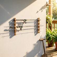 Horizontal Fishing Rod Rack - Wooden Floating Wall Shelf & Storage Organizer - Deluxe Vintage-Style Carbonized Solid Wood Wall-Mounted/Ceiling-Mounted Rod Storage Rack - Holds 5 Fishing Rods - Multicolor - View 1