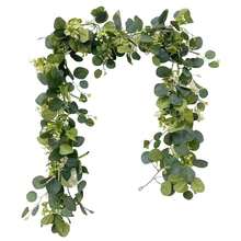 1pc 5.7ft Artificial Mixed Eucalyptus Leaf Garland, Suitable For Farmhouse, Dining Table Center, Fireplace Mantel, Wedding Arch Backdrop, Tabletop Decor - Green - View 5