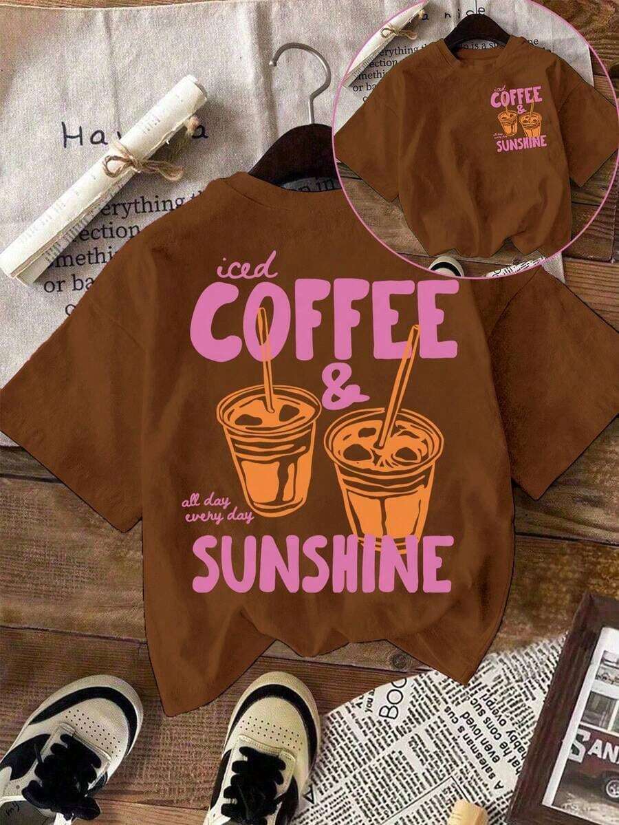 Camiseta Iced Coffee And Sunshine, Camiseta Iced Coffee, Regalos para Amantes del Café, Camiseta de Verano, Camiseta Summer Vibes, Camiseta de Café - Café integral - Ver 1