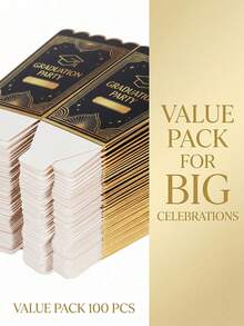 Luxury Black Gold Graduation Popcorn Boxes Elegant Foldable Paper Snack Holder For Grad Party Celebration - Graduation Popcorn Box - View 9
