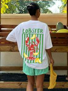 Esta camiseta informal de manga corta para mujer, de cuello redondo, en blanco y negro, presenta estampados de dibujos animados, letras y animales, ideal para el verano, la playa y las vacaciones. Confeccionada con tejido 100% algodón puro de 200 g, esta camiseta de manga corta de alta calidad es suave y cómoda, convirtiéndola en una prenda esencial para el día a día. - Blanco - Ver 1