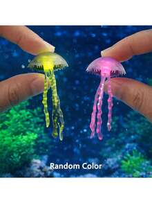 3pcs Glow-In-The-Dark Realistic Jellyfish Aquarium Decor - Multi-Color Luminous Floating Aquatic Ornaments, Swaying Tentacles, Fish-Friendly Material, Professional Underwater Landscaping Accessories - A - View 3