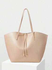 PREMIUM PU LEATHER OVERSIZED TOTE BAG - màu đất - Xem 4