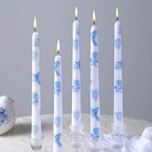 Nến trụ sứ men lam trắng kiểu Trung Quốc mới, in họa tiết hoa lá và chim thiên thần cổ điển, vật trang trí nhà cửa, quà tặng lễ hội và quà lưu niệm. - Một cỡ - Xem 10