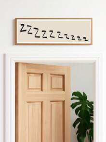 1pc Canvas Wall Art Framed Wall Decor "Zzzzzz" Sleep Theme Wall Art Poster, Hand-Painted Neutral Beige And Black Canvas, Long Banner With Humorous Bedroom Slogan, Minimalist Cozy Artwork Perfect For Bedroom, Children's Room, Guest Room, Home Decor Gift, Hallway Decor Slogan, Entryway Or Bedroom Decorative Text, Apartment Decor, Campus Style Artwork, Home Decor Aesthetic, Gift, Holiday Decor, Kitchen Decor - Multicolor - View 2