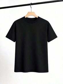 Camisetas gráficas. Camiseta de estilo casual para mujer con estampado floral y de letras, tela suave, corte holgado, cuello redondo, mangas cortas, adecuada para primavera y verano, ideal para uso diario, combinable. Tops de algodón para verano. - Negro - Ver 3