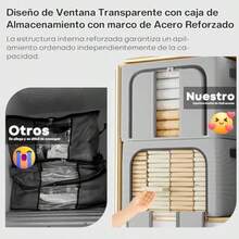 Bolsas de Almacenamiento de Ropa: 2 Pcs 100L Caja de Almacenamiento de Plegable - Organizador de Ropa de Closet Gran Capacidad con Ventana Transparente y con un mango resistente - gris - Ver 4