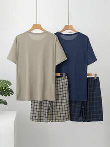 4pcs Men's Summer Lightweight Pajama Set, Short Sleeve Shirt & Shorts, Casual Sleepwear Suit, All Day Comfort - Multicolor - View 2