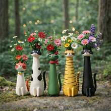 1pc Fantasy Long Neck Cat Statue, Colorful Resin Cat Sculpture, Cute Cartoon Cat Figurine, Suitable For Home, Living Room And Desktop Decor, Exquisite Gift For Back To School And Housewarming... - Cat - View 2
