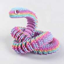 Movable Viper Model With Realistic Eyes And Articulated Joints, Vibrant Multi-Color Scales (30cm/11.81in), Perfect For Desk And Countertop Decor - Ideal For Parties, Outdoor Displays And Gift Exchanges - Great For Christmas, Valentine's Day And Birthday Gifts - Random Eye Color, 3D Printed Toys - Multicolor - View 6
