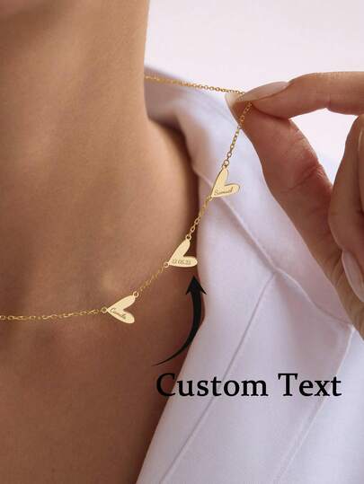 Dây chuyền hình trái tim khắc tên cá nhân, Dây chuyền mặt dây chuyền hình trái tim nhiều tên, Trang sức mùa hè, Trang sức thép không gỉ, Dây chuyền nữ, Phụ kiện mùa hè cho nữ, Dây chuyền mặt dây chuyền khắc laser cá nhân 1-4 tên, Mặt dây chuyền hình trái tim dễ thương, Quà tặng Ngày của Mẹ, Phụ kiện đi biển cho nữ