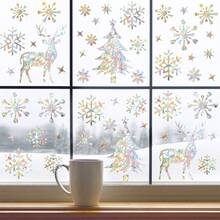 50 PCS Christmas Window Clings Decorations, Window Stickers With Christmas Tree, Snowflake And Christmas Reindeer, Rainbow Stickers Winter Wonderland Decorations For Home Christmas Party - LS23010-2sheets - View 8