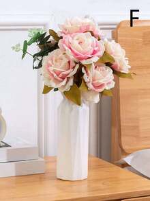 1pc Plastic Flower Vase, Artificial Flower Pot, Floral Container, Dry/Fresh Flower Vase, Desktop Decor Vase, Home & Office Accessory - White - View 13