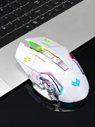 1 Ratón Inalámbrico Recargable Y Silencioso Para Juegos De 2,4 G Con Puerto De Carga Tipo C, Retroiluminación Arcoíris, Adecuado Para Oficina, Deportes Electrónicos, Uso Doméstico, Compatible Con Computadoras Portátiles Y De Escritorio