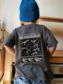 Kaos Lengan Pendek Bergambar untuk Anak Laki-Laki, Atasan Musim Panas untuk Anak Laki-Laki yang Aktif - Dark Grey - View 2
