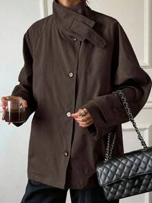 Women Trench Coats - 全穀類咖啡 - 查看 4