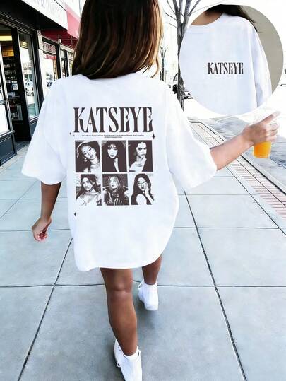 Tween flickors casual roligt tryckt t-shirt med rund hals och kort ärm, sommartopp
