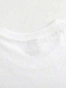 Camiseta de mezclilla para mujer con estampado de diamantes y perlas, elegante, informal para oficina, suave y agradable al tacto, cuello redondo, manga regular, para todas las estaciones. - Blanco - Ver 4