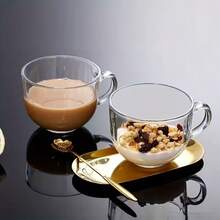 Cốc thủy tinh ăn sáng, cốc sữa ngũ cốc, có thể dùng làm cốc sữa, cốc ngũ cốc, cũng thích hợp để pha trà, nước chanh, trà trái cây, sữa chua, tráng miệng; phù hợp cho gia đình, văn phòng, tiếp khách, rất tiện dụng. Thân cốc tròn với tay cầm trơn tru, thiết kế đơn giản và đa năng. - Cốc ăn sáng - Xem 5