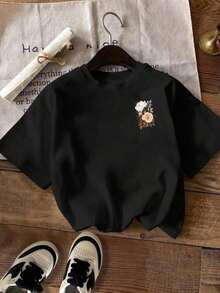 Mexican Basic Camiseta de mujer, camiseta de manga corta con gráfico de estilo casual de calle, top de verano lindo, tops de manga corta para mujer, camiseta oversize, camiseta con estampado de rosa 3D, camiseta vintage lavada, camiseta vintage lavada con estampado de rosa 3D, camiseta con flores, camiseta oversize de manga corta, tops de mujer, camiseta oversize de manga corta, camiseta con estampado de rosa New Launch - Negro - Ver 2