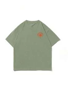 Men's Casual Retro Short-Sleeved T-Shirt With Beach And Surf Print, Comfortable And Breathable, Suitable For Summer, Fashionable Standout - 軍綠色 - 查看 4