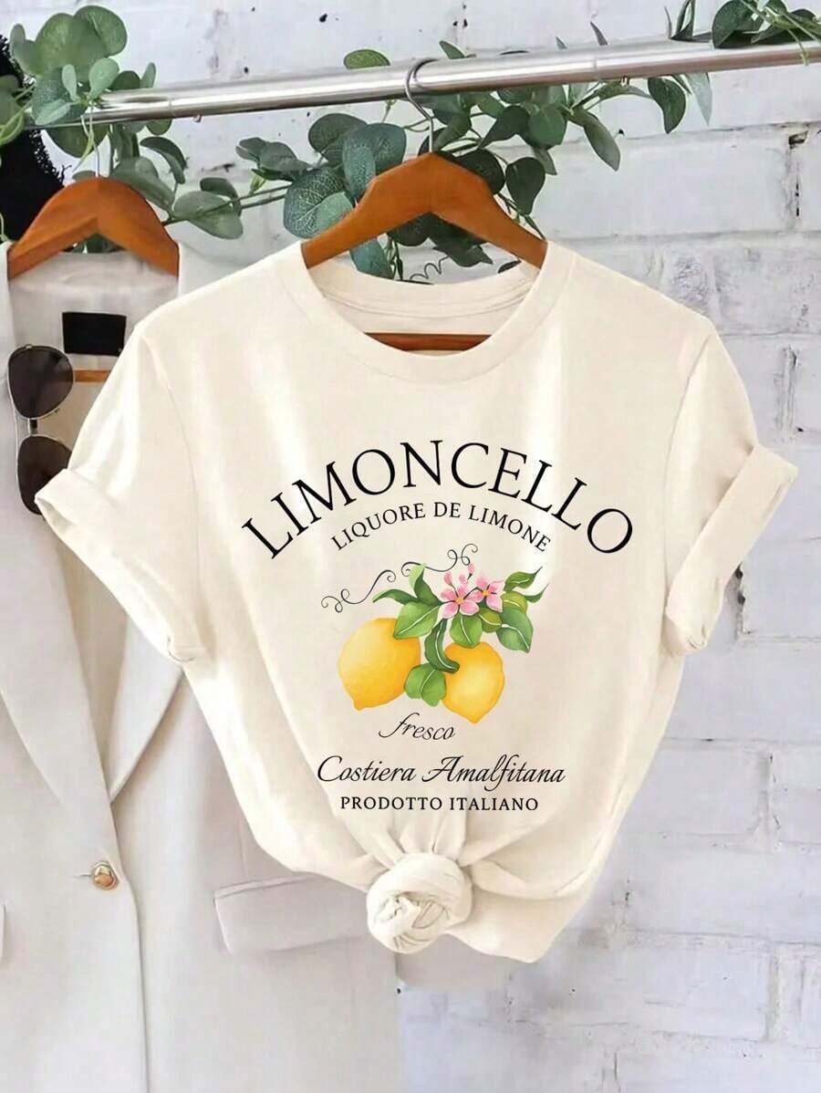 Holidaya Camiseta Limoncello, Camiseta de los limones de la Amalfitana de Italia - Albaricoque - Ver 1