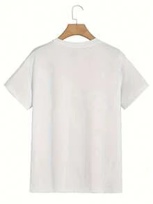 Camiseta Gráfica de Bailarines para Hombre y Mujer - Camiseta Urbana 100% Transpirable con Estampado de Silueta de Pareja Bailando, Resistente a la Decoloración y Lavable a Máquina, Camiseta Casual de Manga Corta y Cuello Redondo en Tallas Grandes para Atuendo Informal, Top Unisex de Tela Suave para Baile - Blanco - Ver 3