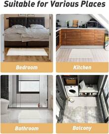 Waffle Bath Mat, Absorbent Non Slip Bathroom Rug With Tassels, Rubber Backed Floor Mat, Machine Washable Decorative Mat For Bathroom, 17" X 24", Brown - 白色的 - 查看 7
