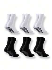 6 đôi tất unisex họa tiết kẻ caro đen trắng, thoải mái, thoáng khí, giảm sốc, co giãn, bền, phù hợp cho thể thao, tập thể dục, chạy bộ, mặc hàng ngày, kỷ niệm World Cup. - Đen và trắng - Xem 13