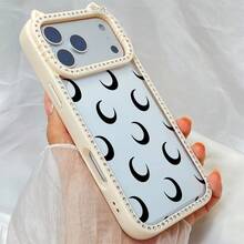 スマホケースラインストーンフレーム猫耳透明ケースキラキラ女性向けスマホケース耐衝撃カメラレンズ保護傷防止クリア/ラインストーン付き/ソフトTPU苹果17proMax/17pro/17/11/12/13/14/15/15Pro/15PluS/15ProMax/16/16Pro/16PluS/16ProMax/かわいい/レトロ/ガーリー大人上品おしゃれインスタ映え - 黑色 - チェックする 5